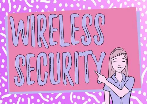 Handwriting text Wireless Security. Business overview prevention of unauthorized Illustrazione stock