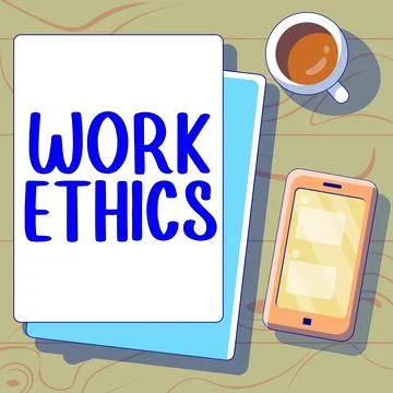 Handwriting text Work Ethics. Business showcase A set of values centered on the Stock Illustration