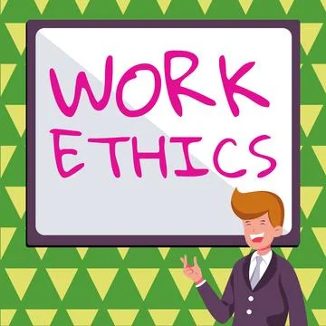 Handwriting text Work Ethics. Business showcase A set of values centered on the Stock Illustration