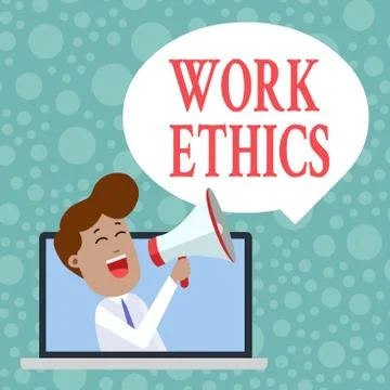 Handwriting text Work Ethics. Concept meaning A set of values centered on the Illustrazione stock