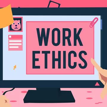 Handwriting text Work Ethics. Conceptual photo A set of values centered on the Illustrazione stock