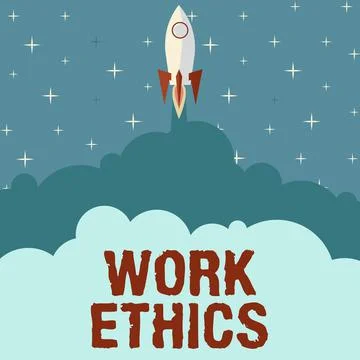 Handwriting text Work Ethics. Word Written on A set of values centered on the Illustrazione stock