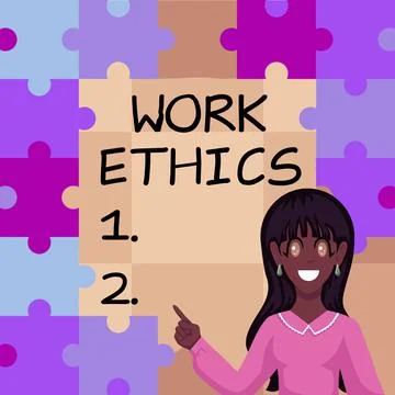 Handwriting text Work Ethics. Word Written on A set of values centered on the Illustrazione stock