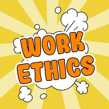 Handwriting text Work Ethics. Word Written on A set of values centered on the Illustrazione stock