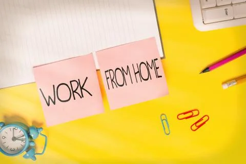Handwriting text Work From Home. Concept meaning communicating with the company Foto stock