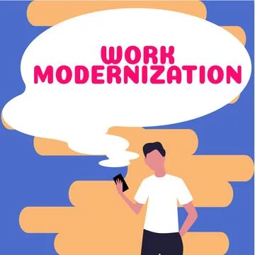 Handwriting text Work Modernization. Business overview changing product service Illustrazione stock