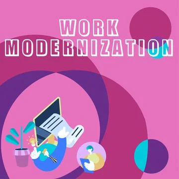 Handwriting text Work Modernization. Conceptual photo changing product service Illustrazione stock