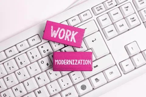 Handwriting text Work Modernization. Conceptual photo changing product service Stock Photos
