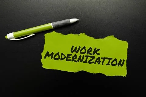 Handwriting text Work Modernization. Word for changing product service and Stock Photos
