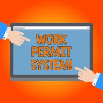 Handwriting text Work Permit System. Concept meaning formal written systems used Stock Illustration