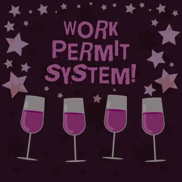 Handwriting text Work Permit System. Concept meaning formal written systems used Stock Illustration