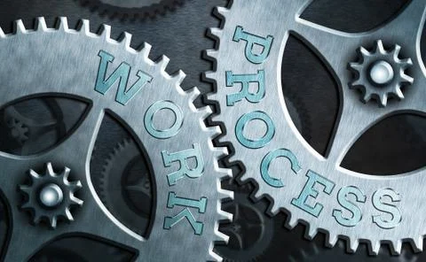 Handwriting text Work Process. Concept meaning Standard procedures how to handle Stock Illustration