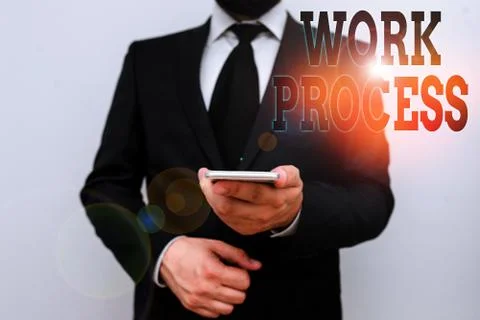 Handwriting text Work Process. Concept meaning Standard procedures how to handle Photos