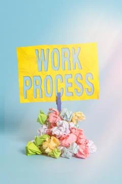 Handwriting text Work Process. Concept meaning Standard procedures how to handle Photos
