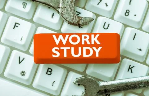 Handwriting text Work Study. Business showcase college program that enables Stock Photos