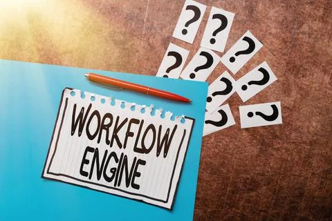 Handwriting text Workflow Engine. Business showcase software application that 写真素材