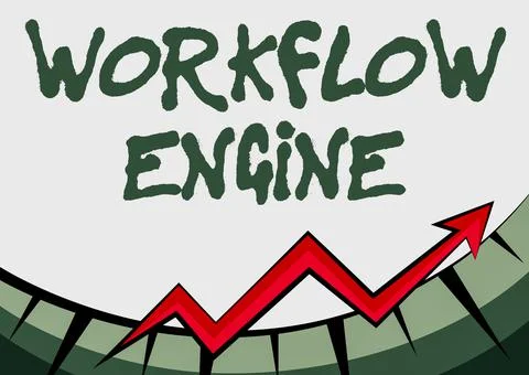 Handwriting text Workflow Engine. Concept meaning software application that Stockillustratie