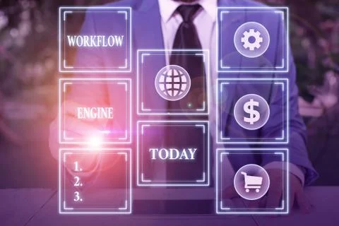 Handwriting text Workflow Engine. Concept meaning software application that 스톡 사진