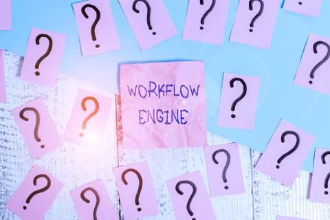 Handwriting text Workflow Engine. Concept meaning software application that Foto stock