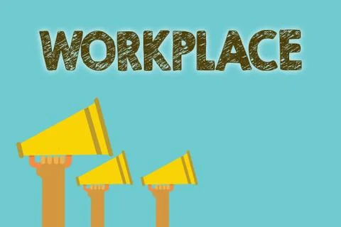 Handwriting text Workplace. Concept meaning Area where you can find busy peop Ilustración de archivo