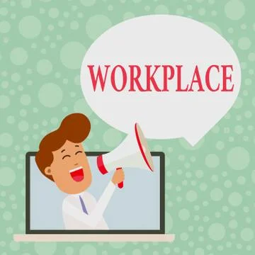 Handwriting text Workplace. Concept meaning Area where you can find busy showing Ilustración de archivo