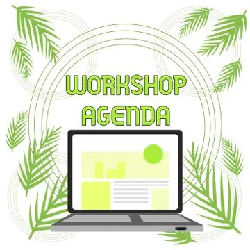 Handwriting text Workshop Agenda. Concept meaning helps you to ensure that your Illustrazione stock