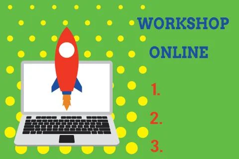Handwriting text Workshop Online. Concept meaning room or building in which Stock Illustration