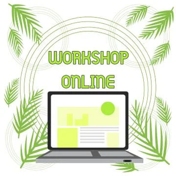Handwriting text Workshop Online. Concept meaning room or building in which Stock Illustration