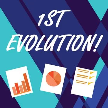 Handwriting text writing 1St Evolution. Concept meaning Change in the genetic Ilustración de archivo