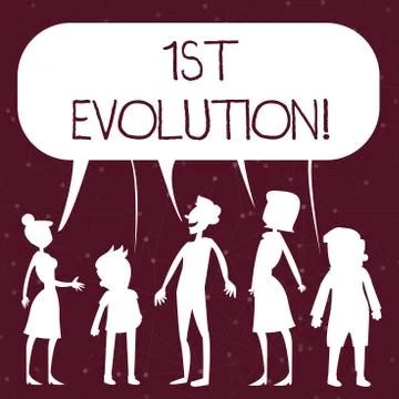 Handwriting text writing 1St Evolution. Concept meaning Change in the genetic Ilustración de archivo