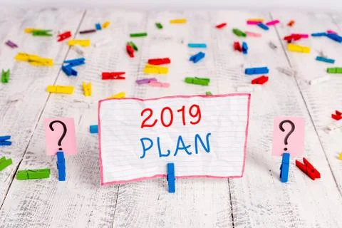 Handwriting text writing 2019 Plan. Concept meaning setting up your goals and Stock Photos