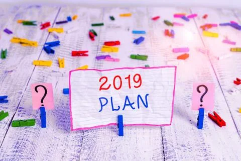 Handwriting text writing 2019 Plan. Concept meaning setting up your goals and Stock Photos