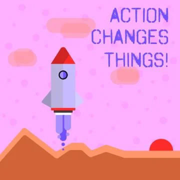 Handwriting text writing Action Changes Things. Concept meaning improve yourself Stock Illustration