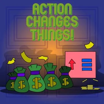 Handwriting text writing Action Changes Things. Concept meaning improve yourself Stock Illustration