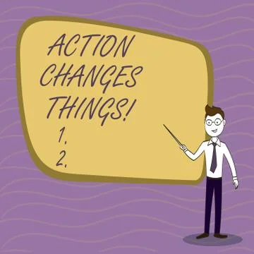 Handwriting text writing Action Changes Things. Concept meaning improve yourself Stock Illustration