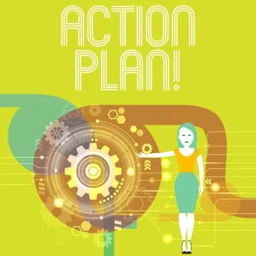 Handwriting text writing Action Plan. Concept meaning proposed strategy or Illustrazione stock
