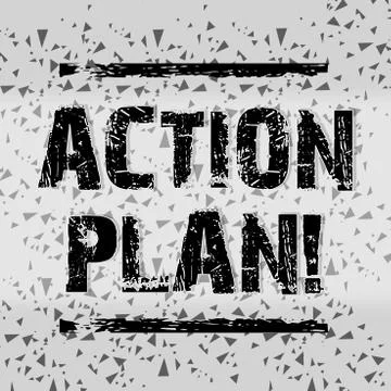 Handwriting text writing Action Plan. Concept meaning proposed strategy or Stockillustratie