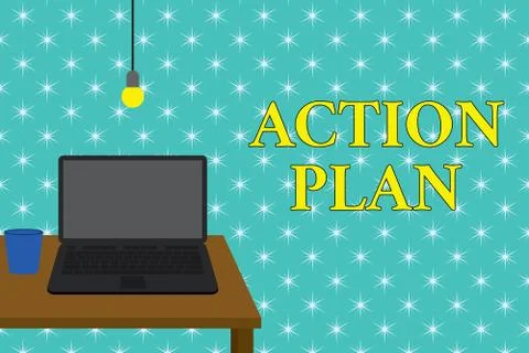 Handwriting text writing Action Plan. Concept meaning proposed strategy or 库存插图
