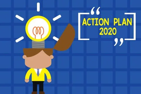 Handwriting text writing Action Plan 2020. Concept meaning to do list contain Illustration