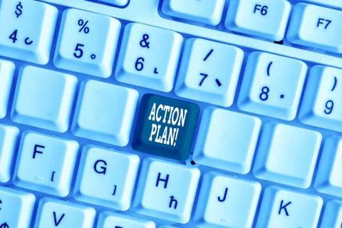 Handwriting text writing Action Plan. Concept meaning proposed strategy or Stock Photos