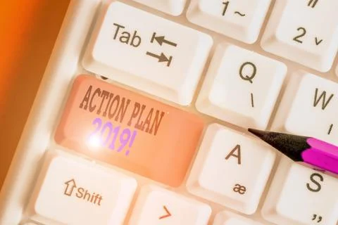 Handwriting text writing Action Plan 2019. Concept meaning proposed strategy or Stock Photos