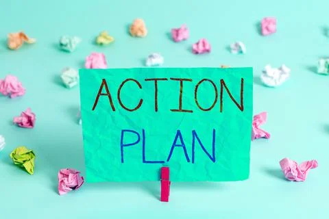 Handwriting text writing Action Plan. Concept meaning list of things or schedule Foto stock