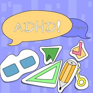 Handwriting text writing Adhd. Concept meaning Learning made easier for children Stock Illustration