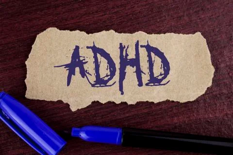 Handwriting text writing Adhd. Concept meaning Learning made easier for child 写真素材