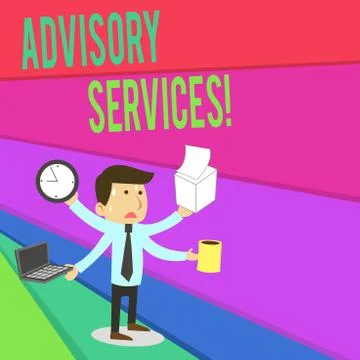 Handwriting text writing Advisory Services. Concept meaning Support actions and Stock Illustration
