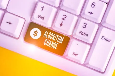 Handwriting text writing Algorithm Change. Concept meaning change in procedure 库存照片