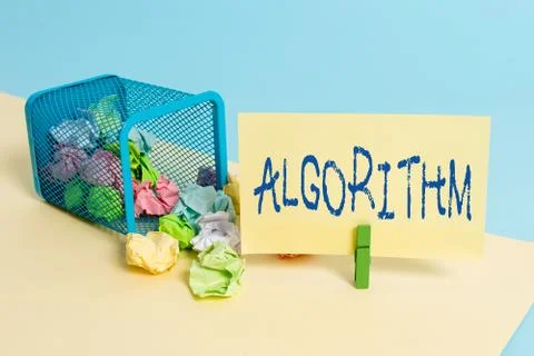 Handwriting text writing Algorithm. Concept meaning a method or set of rules for Stock Photos