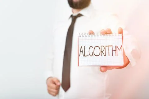 Handwriting text writing Algorithm. Concept meaning procedure for solving a 스톡 사진