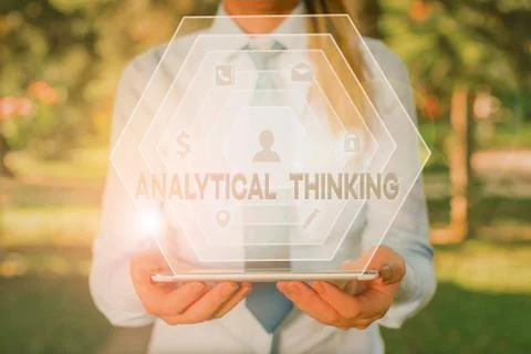 Handwriting text writing Analytical Thinking. Concept meaning break down complex Stock Photos