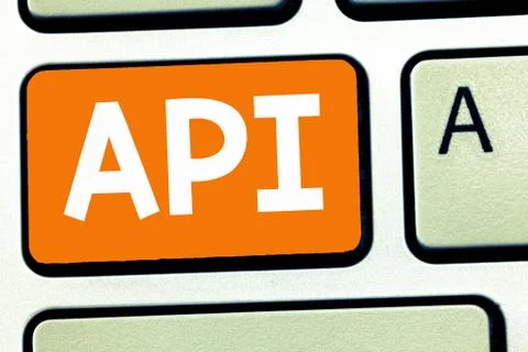 Handwriting text writing Api. Concept meaning Tools for building software Foto stock